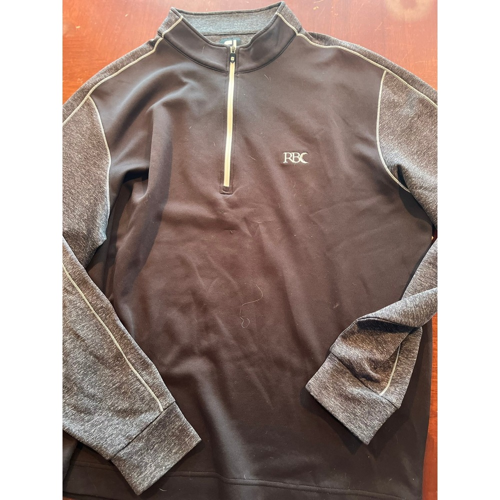 FJ FootJoy RBC Mens Golf 1/4 Zip Pullover Sweater XL Black Heathered Performance